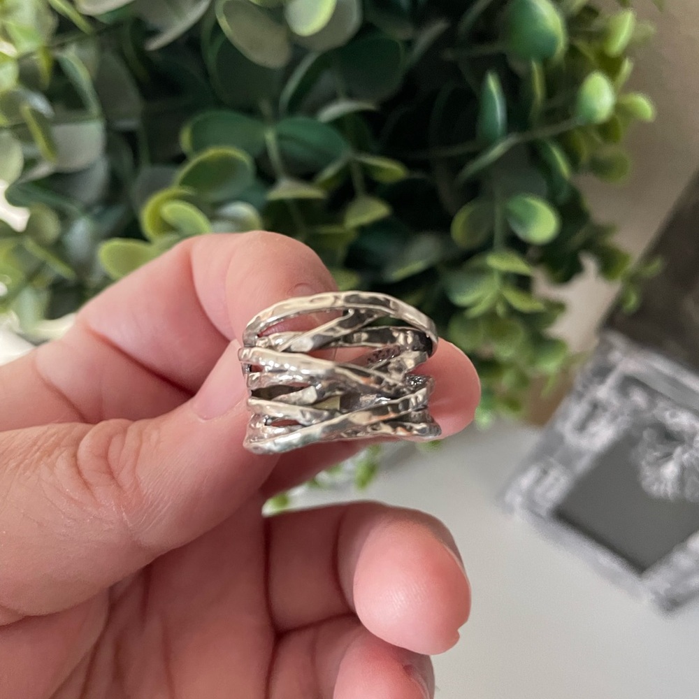 Brand New 925 Israel Sterling Silver thick Weave Highway basket Ring Size 10 - Picture 2 of 5